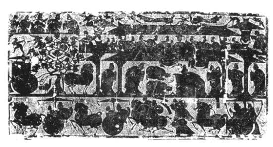 图二山东嘉祥武氏祠朱门车马图