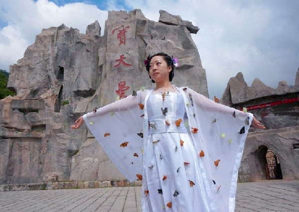 扎死蝴蝶装扮仙子事件再度发酵-广场被堆放蝴蝶墓4