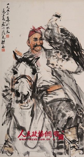 6黄胄 哈萨克猎手尺寸123×67cm