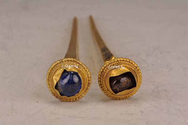 嵌红蓝宝石金簪_副本