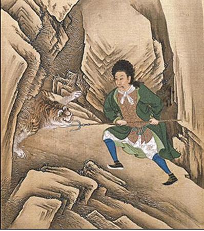 动画版的《雍正行乐图》猎虎图。