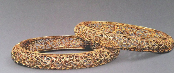 银累丝镀金手镯