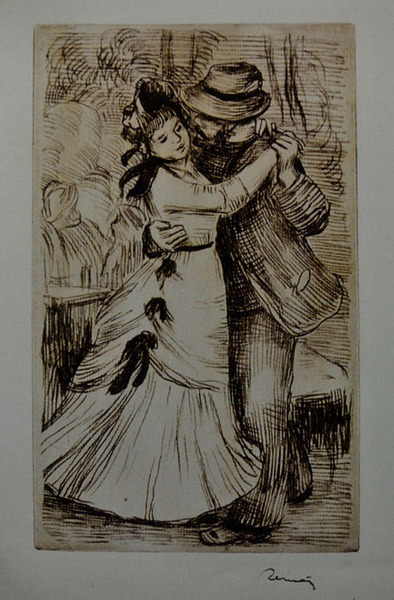 （4）皮埃尔-奥古斯特·雷诺阿  乡村中的舞者  12x9cm  绘画