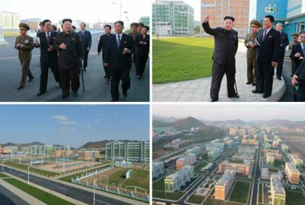 报道说，金正恩详细听取了住宅区建设情况，环绕公寓楼、学校、医院等建筑视察并表示满意。他说，这些建筑引人注目，景致极佳。（来源：朝鲜劳动新闻）