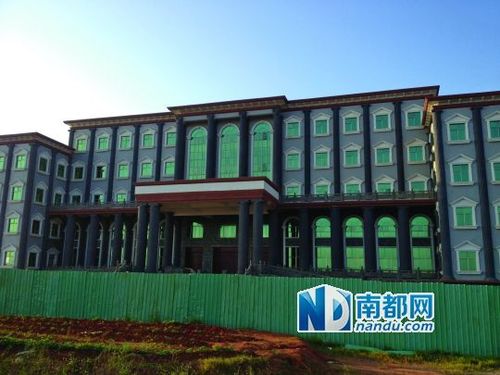 未完工的雷州市财政局办公大楼矗立在一片荒草里。