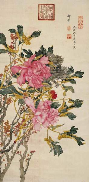 慈禧《牡丹富贵图》，作于1896年