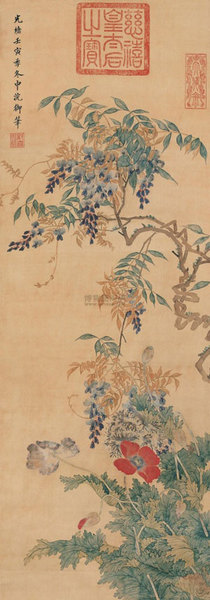 慈禧《花卉图》，作于1902年