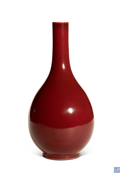 清乾隆 霁红釉胆瓶