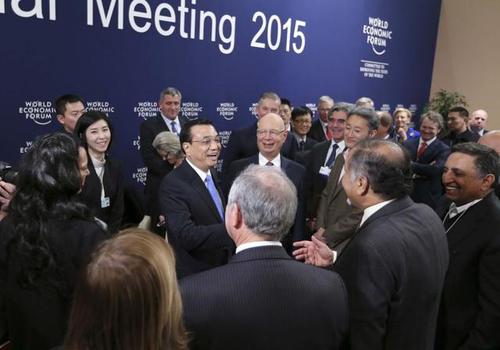 李克强总理与工商理事会代表对话会的嘉宾交流