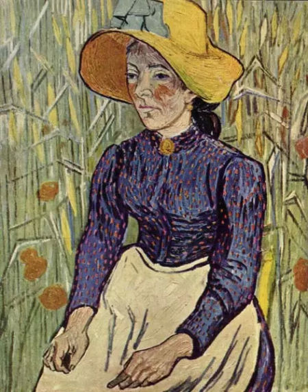 　　《麦前的农妇》(Peasant Woman Against a Background of Wheat，1890)