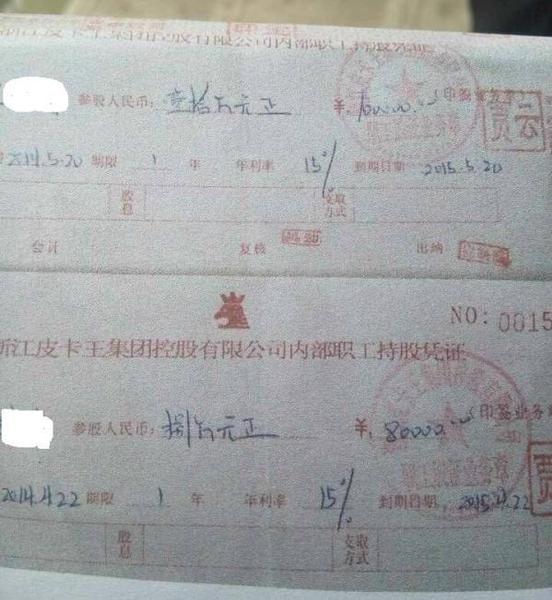 皮卡王非法集资的内部持股证