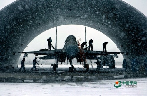 大雪的日子要为战鹰梳理“羽翼”。贲放 摄