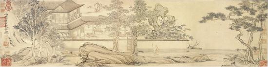 项元汴《梵林图卷》。项元汴是明朝最为重要的收藏家。