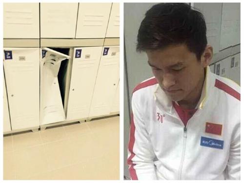 外媒曝孙杨踢坏了更衣室储物箱