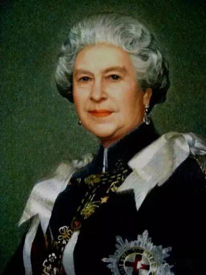 图为英国女王伊丽莎白绣像