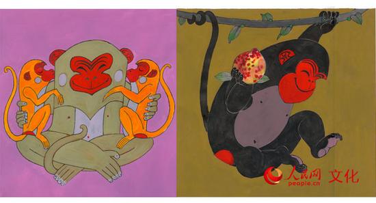 黄永玉先生设计的2016年丙申年（猴）票的手稿。