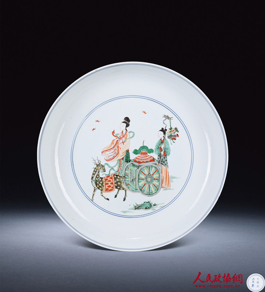 清康熙 五彩麻姑献寿纹大盘_副本