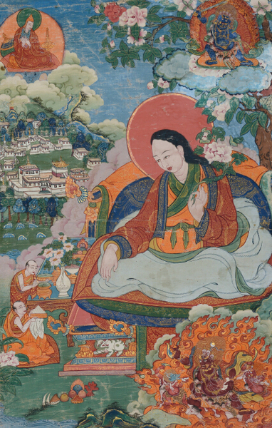 达赖喇嘛源流唐卡组合中的仲敦巴 达赖喇嘛源流唐卡组合中的仲敦巴