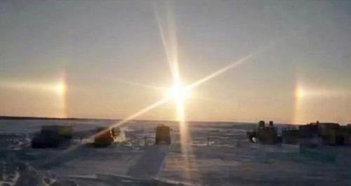 俄现罕见幻日奇观