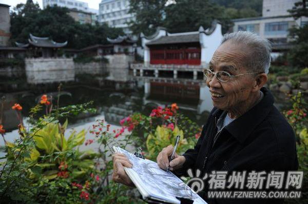 老人手绘钢笔画走红 网友赞誉有丰子恺漫画笔韵