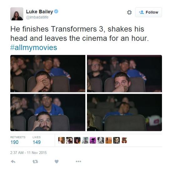 与希亚·拉博夫一同观影的媒体的实时推特发布