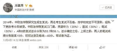 图片截自中国政法大学教授方流芳的个人微博