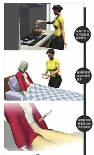 公诉人在庭上讯问作案细节，何天带作答时显得避重就轻?！胺帕硕嗌俚械形吩谔览锩姘?？”何天带说，“没有放多少”。“怎么给被害人喝的？”何说“我就像喂小孩一样喂她喝?！焙翁齑腥嫌谜胪沧⑸涠救馓赖胶卫咸硖謇锩?，称“就像吸毒那样打”。