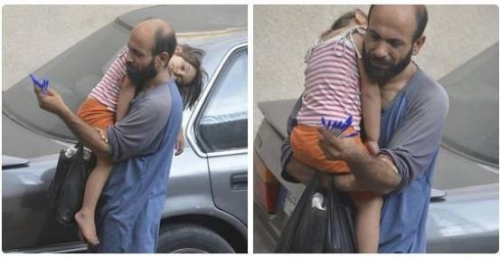 叙利亚父亲街头卖笔照走红网络。