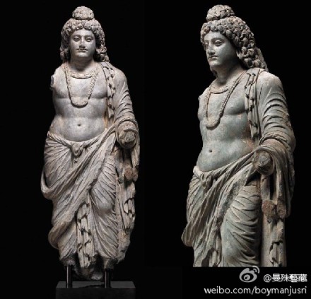 　　犍陀罗经典时期的大师级作品可能来自白沙瓦的沙希巴劳大塔。人物身体饱满而细腻的写实刻划，浓密厚重的鬈发；以及“Z“字形衣褶纹路的处理秉承了公元前4世纪以来的泛希腊化艺术风格。与这洋溢着青春光彩的健美肢体，华丽的艺术风格相对立的，是王子脸上表露出的内省而静谧的精神世界。