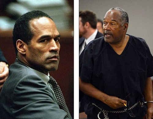 左图是辛普森2008年受审时场景，右图则是其2007年被控攻击和抢劫时场景。网页截图