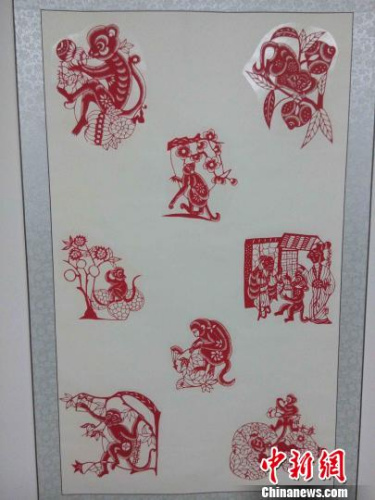 齐秀花新作《百猴迎春》?！∩臣?摄