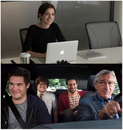 　　图4：看[实习生]里安妮·海瑟薇成为了女boss，囊括了各个年龄层的四个男人为她卖命，这难道不是女王的真实写照吗