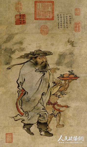 《岁朝佳兆图》轴，明，朱见深绘，绢本，设色，纵59.7cm，横35.5cm_副本