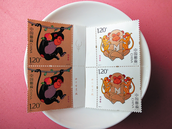 2016年1月15日，湖北宜昌，市民珍藏的丙申年猴票。CFP供图