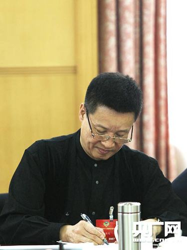 政协委员阎维文出席文艺界委员会小组讨论（央广网记者杨晓凡摄）