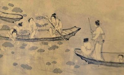 朱邦、陈淳《采莲图》局部。