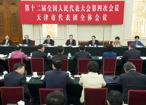 张高丽参加天津代表团审议