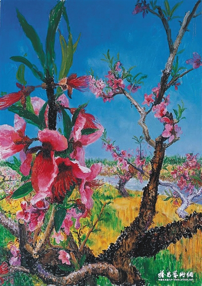 周春芽2010年作品《桃花浅深处》。