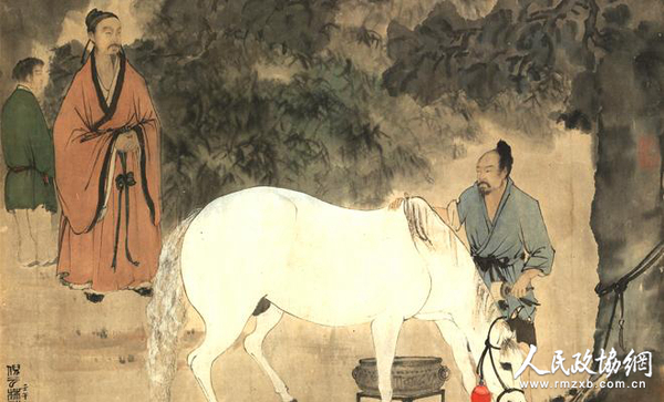 傅抱石 《洗马图》1942年 作