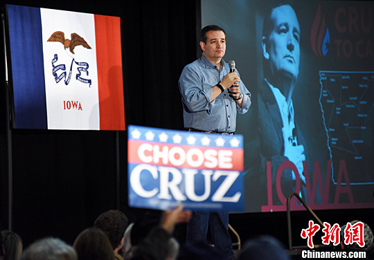 当地时间1月31日晚，美国总统大选共和党竞选人、得克萨斯州联邦参议员克鲁兹在艾奥瓦州得梅因举行盛大竞选造势活动。<a target='_blank' href='http://www.chinanews.com/'>中新社</a>记者 张蔚然 摄