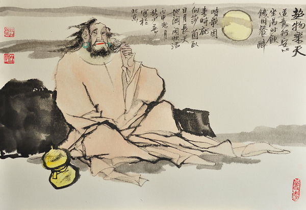 3、《超物乐天》，狄少英，45x65cm，纸本设色，2016