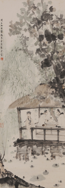 傅抱石 水阁围棋