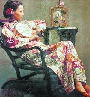 陈逸飞《玫瑰与展翅的鸟·娟娟》