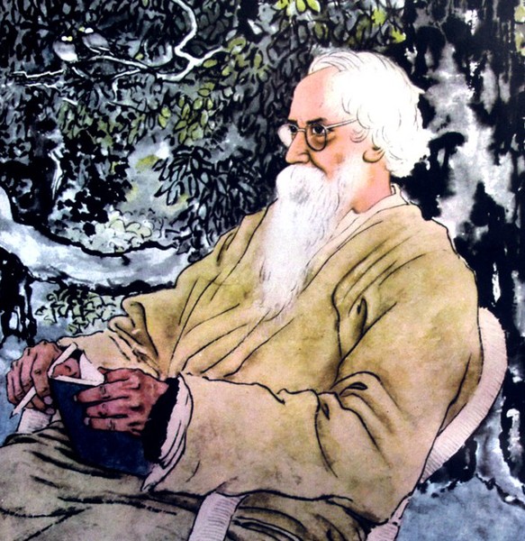 徐悲鸿作《泰戈尔像》