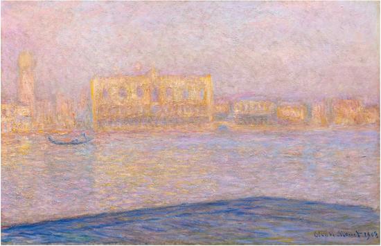 克劳德·莫奈（Claude Monet），《从圣乔治·马焦雷岛观总统府》(Le Palais Ducal vu de Saint-Georges Majeur)，1908 图片：Courtesy Sotheby's