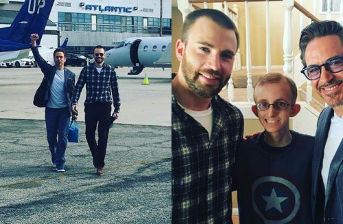 “美国队长”和“钢铁侠”携手探望患血癌粉丝