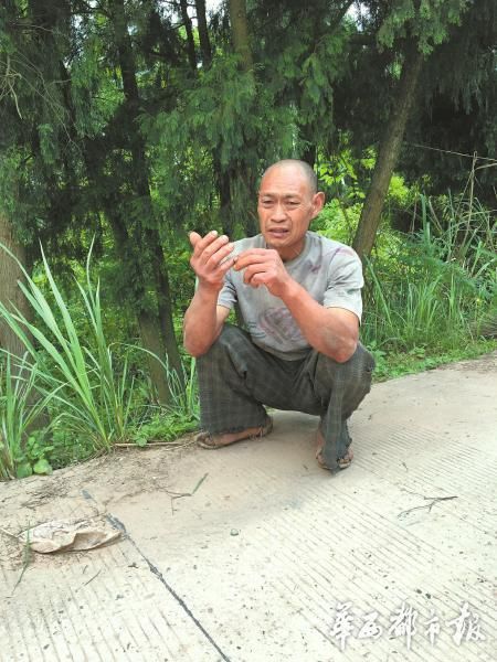 56岁的蒋有六被村里人称为“哈儿”，智力低于常人。