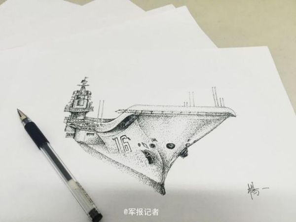 海军手绘航母惊艳