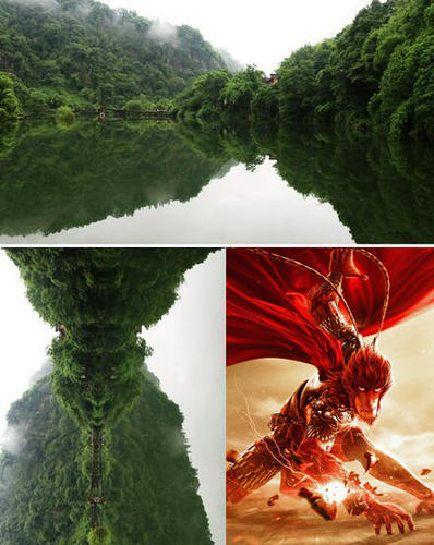 “你看这座山的形状多像孙大圣?。　?月10日，端午小长假期间，成都一大学生杨洋与母亲到峨眉山看猴，却无意拍下形似孙大圣的山体照片。图为杨洋拍摄的照片，照片逆时针旋转90度后与《大圣归来》电影海报对比图。