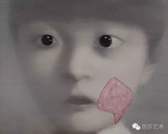 张晓刚《我的女儿1号》，布上油画，40×50cm，2000